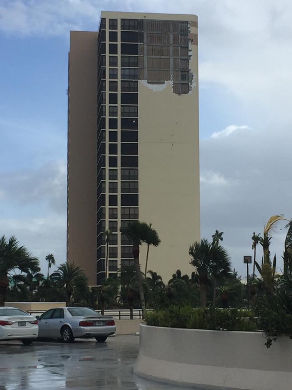 Hurricane Irma spawned a tornado that damaged 
the siding on the condo complex that the photographer of this photo, Kevin,
lives in.