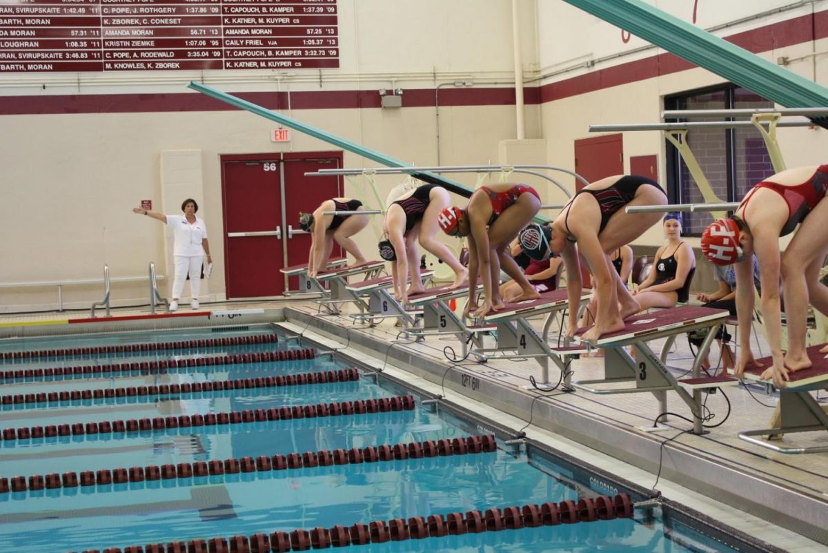 Swim and dive team in action