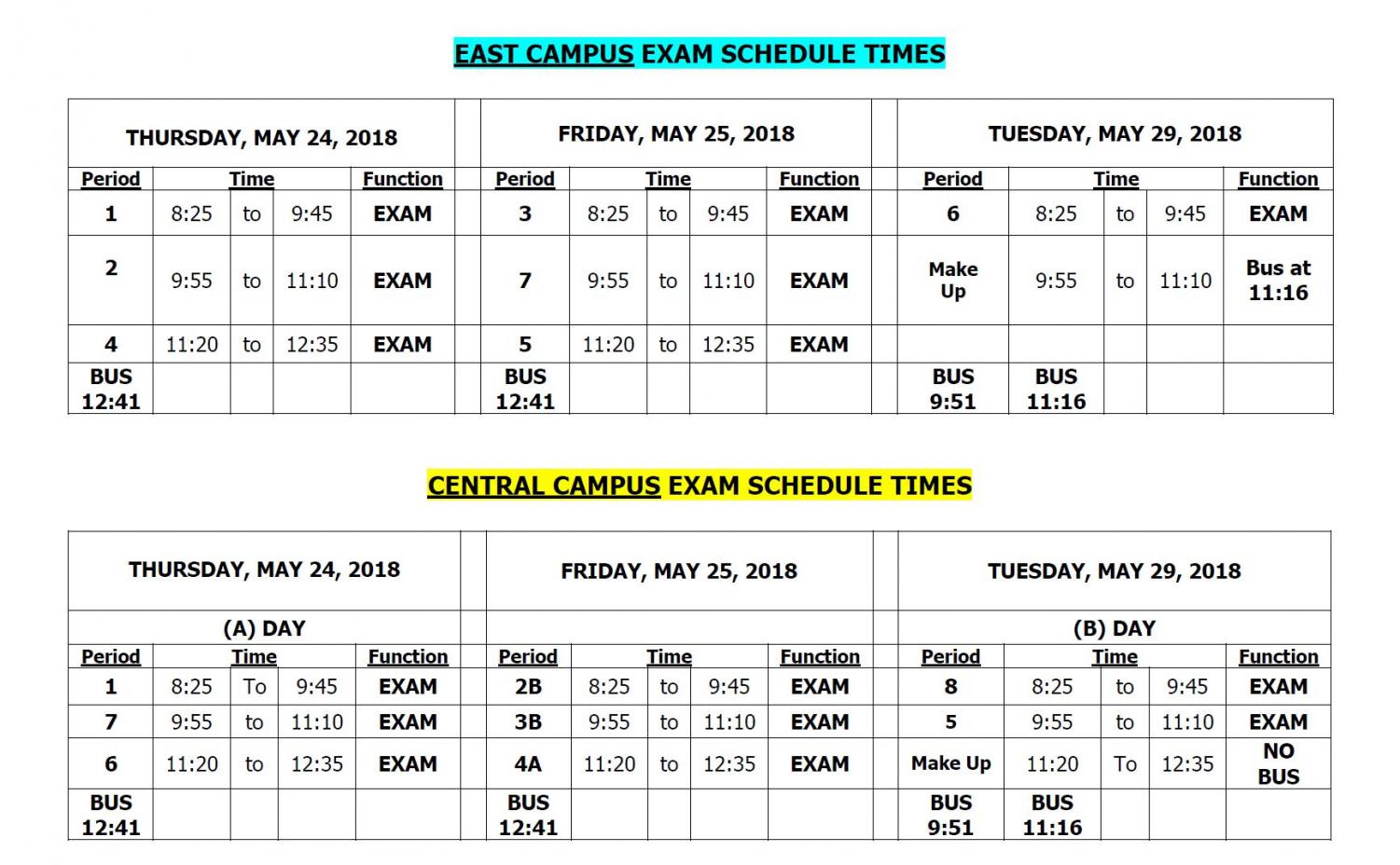 Second semester final exam schedule changes Porter Press