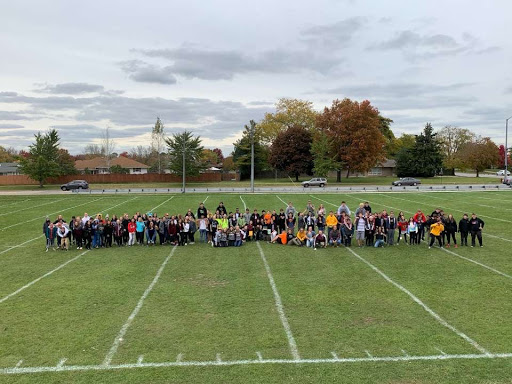 The LTHS marching band on the practice field