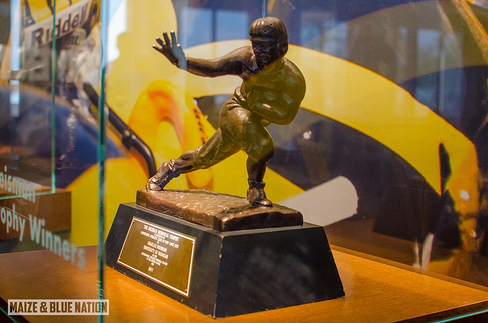 Charles Woodson’s Heisman Trophy.                                                       Accessed via Flickr by Maize and Blue Nation. CC-by-2.0.