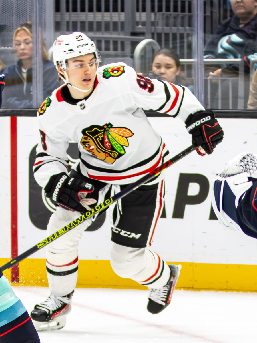 Chicago Blackhawks forward, Connor Bedard

Image accessed via Wikimedia Commons. CC BY-SA 2.0. Photo taken by Jenn G. 