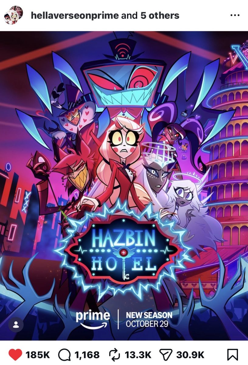 The official poster for season two of Prime Video’s "Hazbin Hotel" accessed via @hellaverseprime's public Instagram. 
