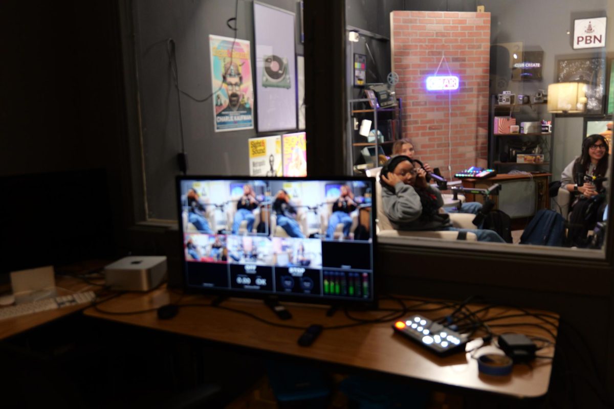One of the podcast studios at Central Campus that is located on the fourth story.