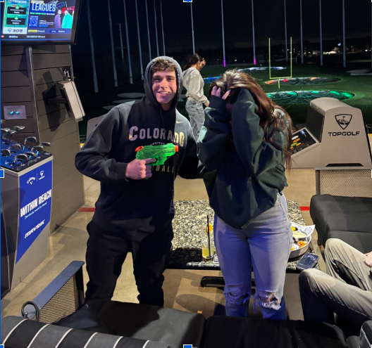 Andy Giorgetti, LTHS Senior participating in senior assassin, eliminating one of his assigned targets at Top Golf. 

Photo credit: Andy Giorgetti
