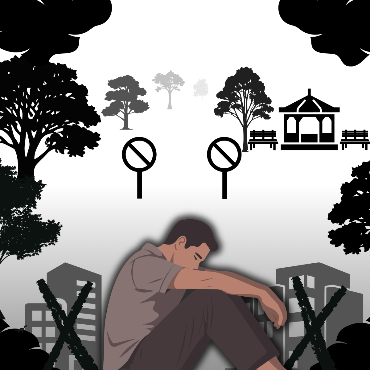 With fewer places to go, many teens are left feeling isolated in a world that has become increasingly disconnected. 
Collage created by Randal Torres.
